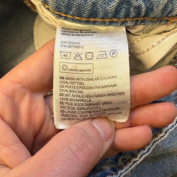 H&M Lightwash High Rise Cropped Wide Leg Distressed Cotton Jeans women's size XS - Picture 5 of 10